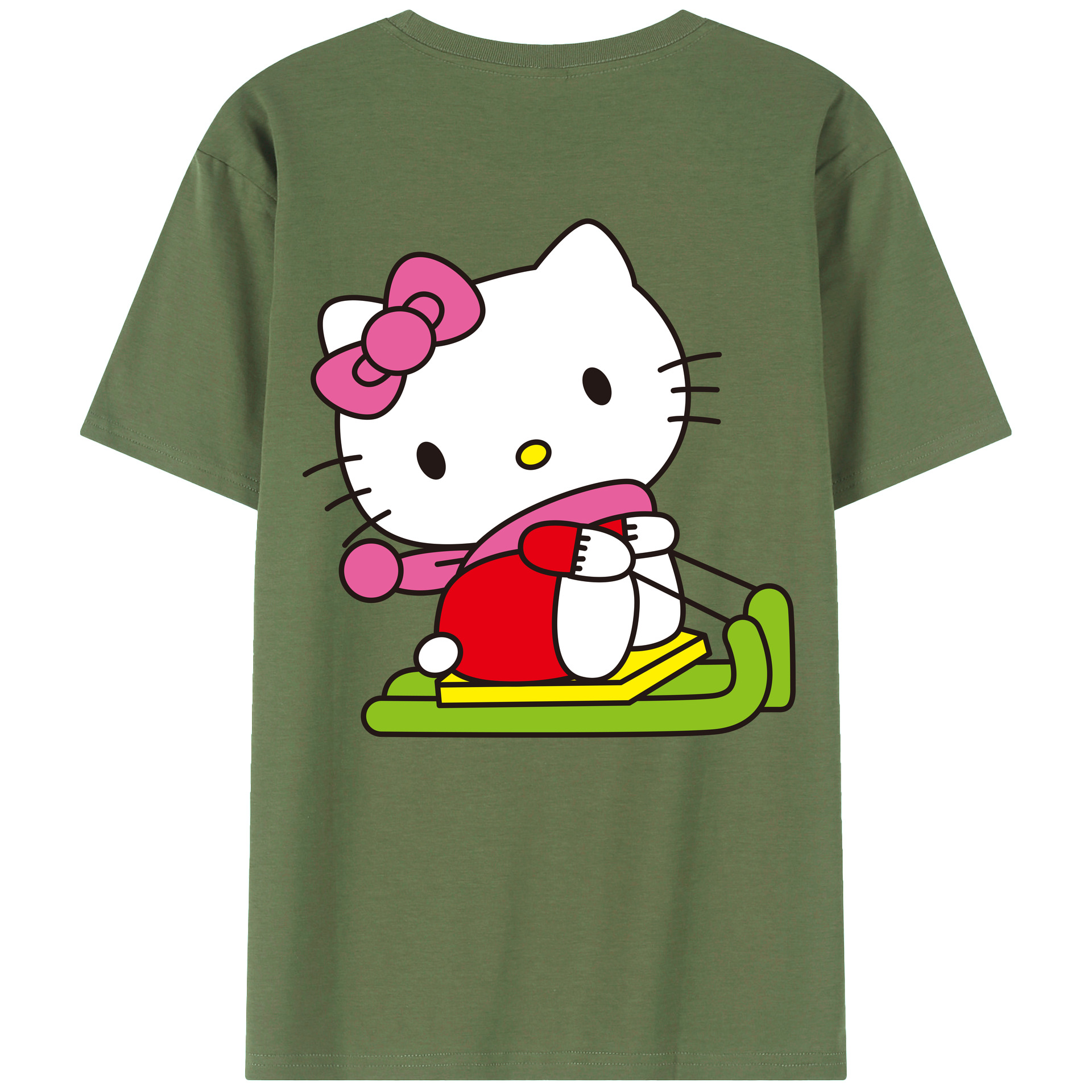 （画像用） Hello Kitty ハローキティ 綿100％ メンズ半袖Tシャツ（バックプリント） 通気性